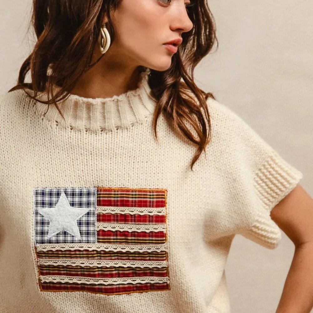 BiBi American‎ Flag Patchwork Drop Shoulder Sweat… - image 11